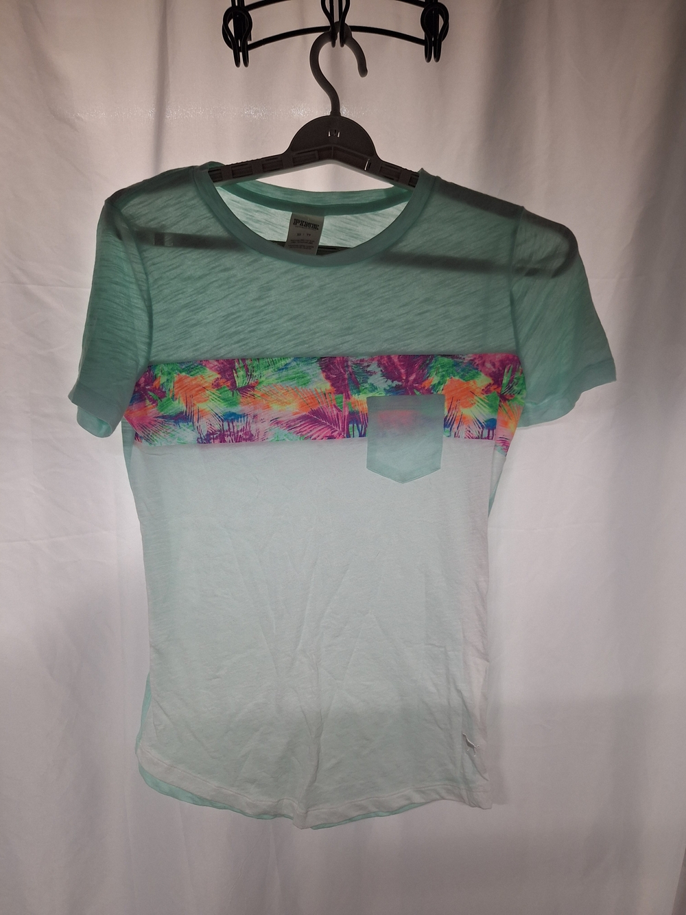 PINK Victoria's Secret Mint Ombre Tee with Tropical Stripe